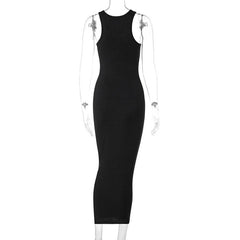Ribbed notch neck sleeveless low cut solid maxi dress | red tango dress