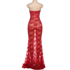 Sweetheart neck hollow out lace maxi dress
