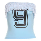 Ruffle ��pattern backless tube top