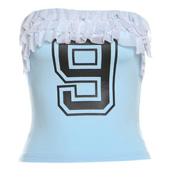 Ruffle ��pattern backless tube top