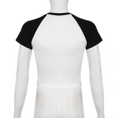 Short sleeve letter print crewneck top