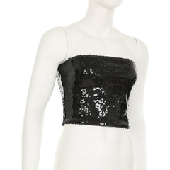 Glitter backless solid tube top