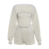 Long sleeve shrug short pant set