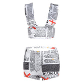 Letter print low cut backless pant set