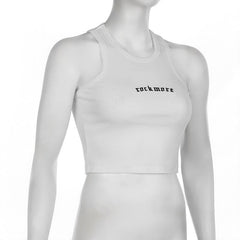 U neck letter embroidery ribbed tank top