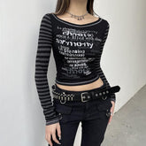 Striped patchwork long sleeve contrast stitch top