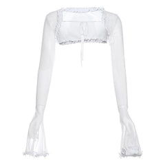 Ruffle ��pattern backless tube top