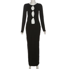 Long sleeve hollow out maxi dress
