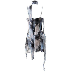 Butterfly print chiffon cami mini dress