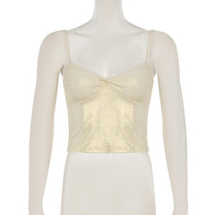 Metallic ruched backless cami top