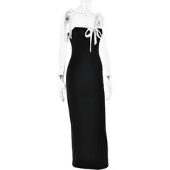 Backless self tie cami maxi dress