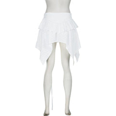 Irregular zip-up A line mini skirt