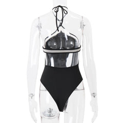 Halter backless sweetheart pattern bodysuit