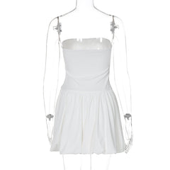 Backless solid A-line tube mini dress