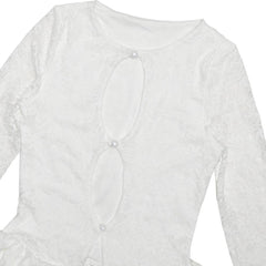 Long sleeve lace hollow out ruffle mini dress