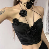 Ruched appliques solid top