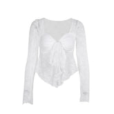 Long sleeve knotted flower pattern top