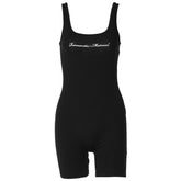 Sleeveless u neck letter print tank romper