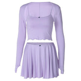 Long sleeve gloves shrug 3 piece cami pant set