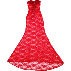 Sweetheart neck hollow out lace maxi dress