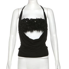 Halter glitter mesh 2 piece top