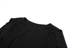 Long sleeve web hollow out top
