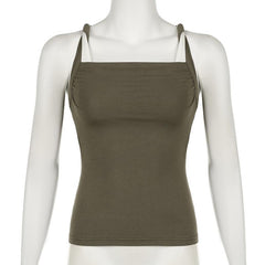 Square neck ruched o ring cami top