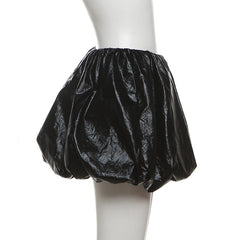 PU leather solid mini skirt