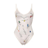 V neck backless print cami bodysuit