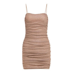 Glitter ruched backless solid cami mini dress | red tango dress