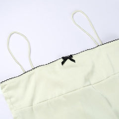 Bowknot ruffle self tie backless cami top