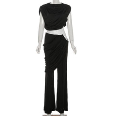 Cap sleeve ruched solid pant set