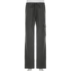 Pocket self tie low rise straight leg pant