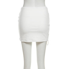 Solid beaded chain mini skirt