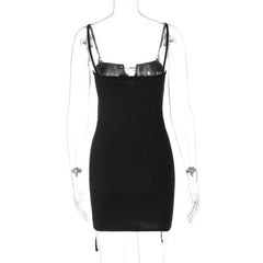 Lace up hollow out backless cami cut out mini dress