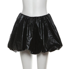PU leather solid mini skirt