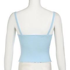 Ribbed bowknot solid backless cami top