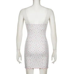 Textured print flower applique ruffle cami mini dress