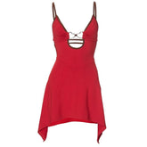 Heart ring ruched backless cami mini dress | red tango dress
