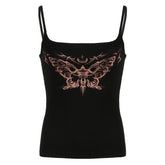 Butterfly print contrast backless cami top