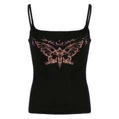 Butterfly print contrast backless cami top