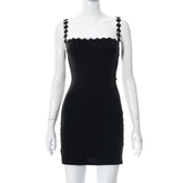 Floral strap square neck dress