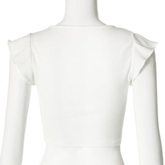 Cap sleeve drawstring ruched ribbed crop top
