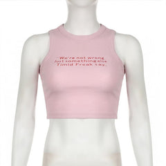 Crewneck letter print stitch tank top