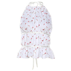 Flower print contrast ruched backless self tie halter top