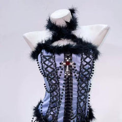 Halter beaded fluffy cross pendant top