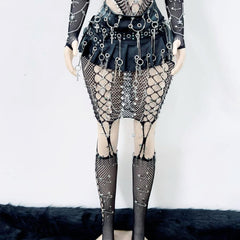 Skull fishnet hollow out tank top