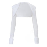 Long sleeve fluffy shrug crop top