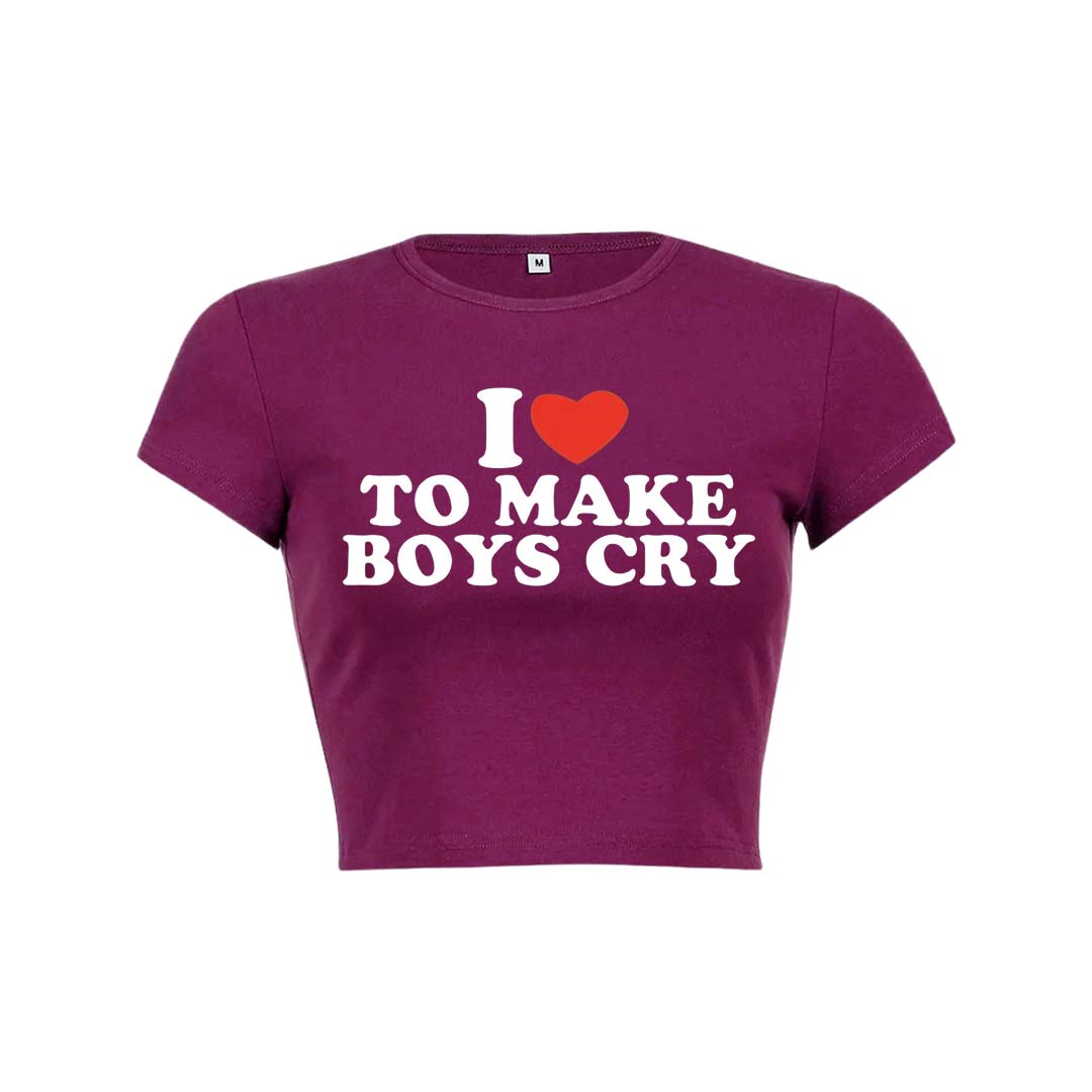 Love To Make Boys Cry Y2K Baby Tee Crop Top