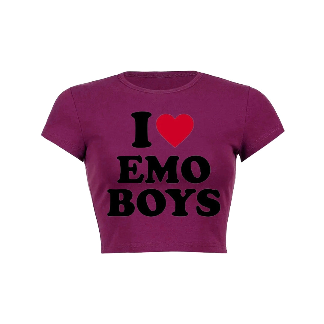 I Love Emo Boys Y2K Baby Tee